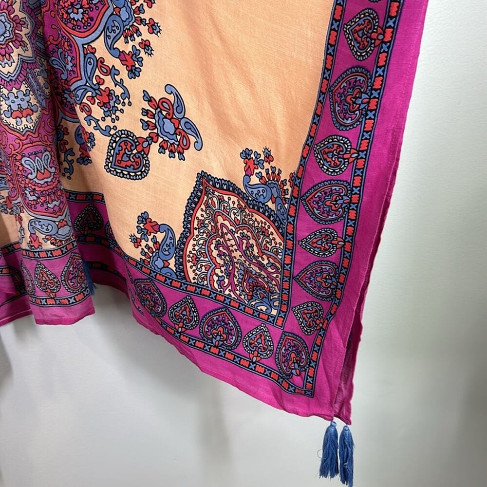 Theodora & Callum Open Front Printed Tassel Ruana… - image 4